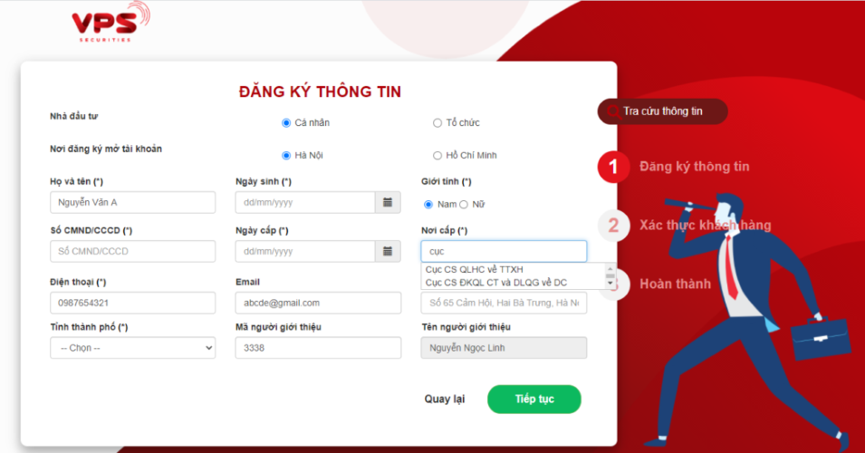 Cách mở tài khoán chứng khoán VPS - Mở tài khoản chứng khoán VPS online