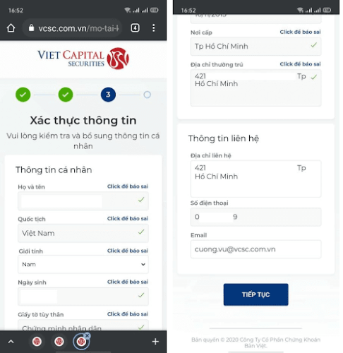 Hướng dẫn mở tài khoản tại chứng khoán Bản Việt - Điện thoại bước 5 - 2