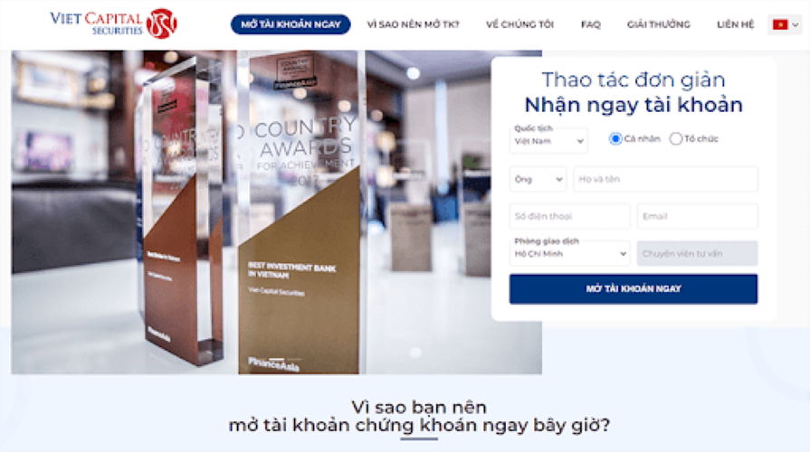 Hướng dẫn mở tài khoản tại chứng khoán Bản Việt - Website bước 1